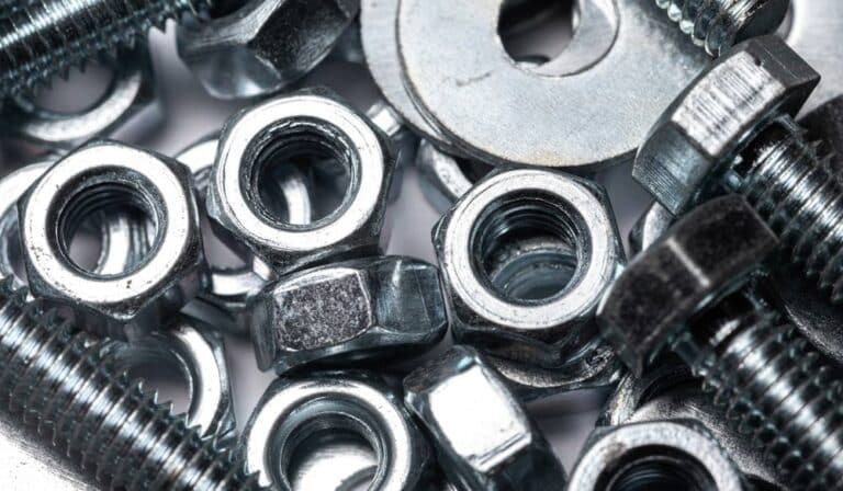 Bolts, Nuts And Washers On A Table
