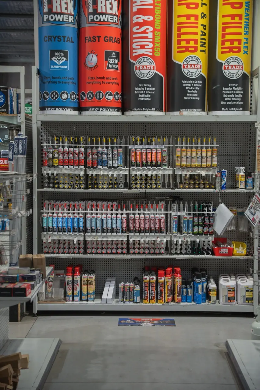 Adhesives, sealants and fillers on the shelves at Select Fasteners