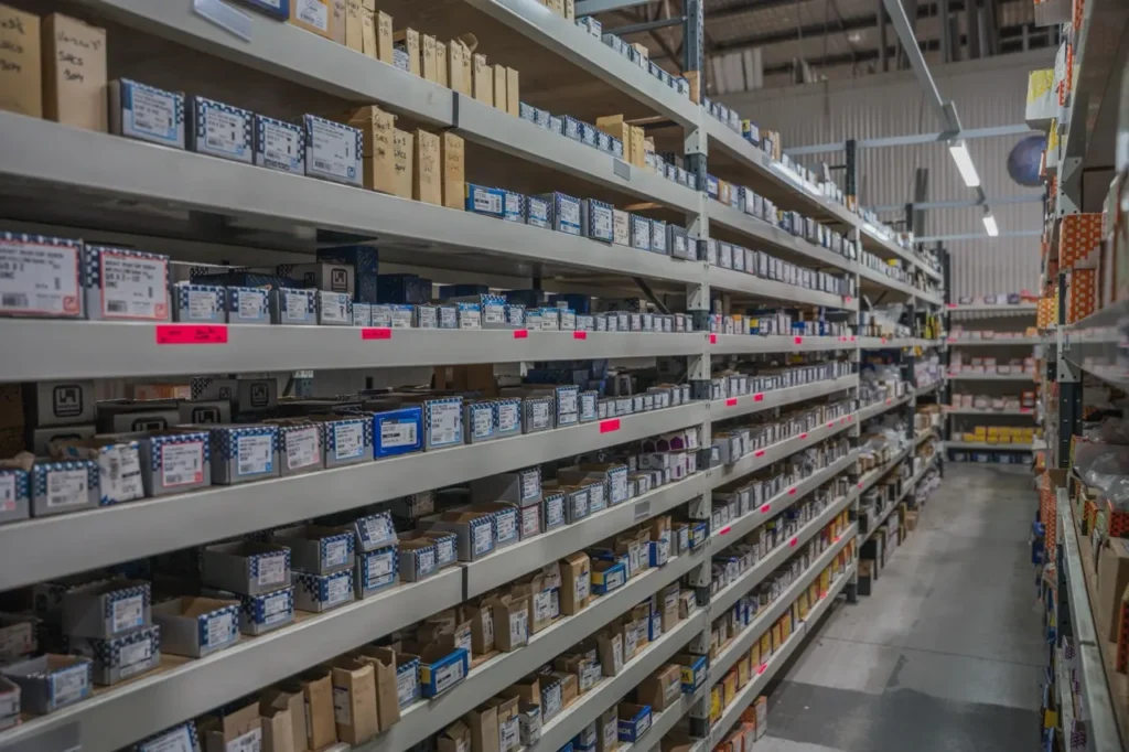 Shelving stocked with nuts, bolts and screws at Select Fasteners