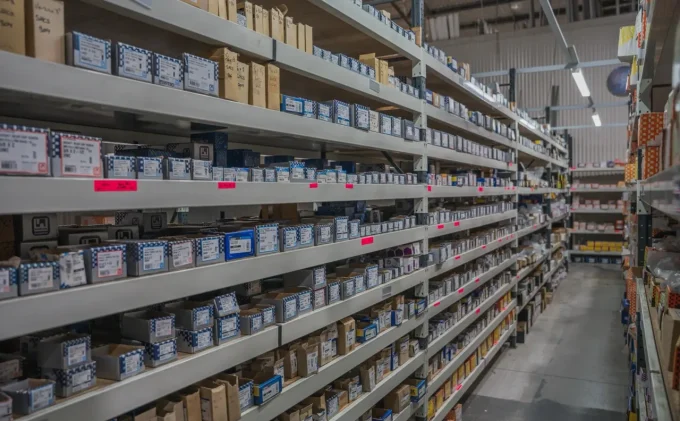 Shelving stocked with nuts, bolts and screws at Select Fasteners