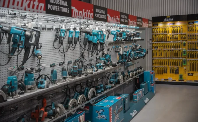 Makita power tools aisle at Select Fasteners Heatherbrae
